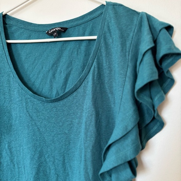 🎉4/30$🎉 George Green Flutter Sleeve Blouse – Women’s L 💚👚 - Picture 2 of 4